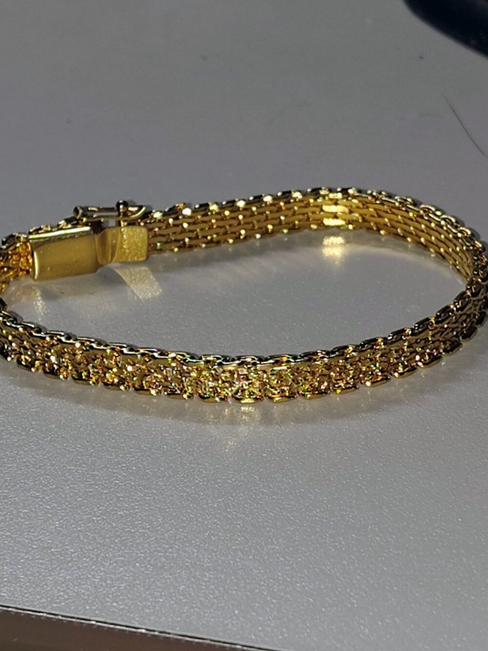 Vintage 1970s Monet Gold-Tone Woven Chain Bracelet (1972–75)